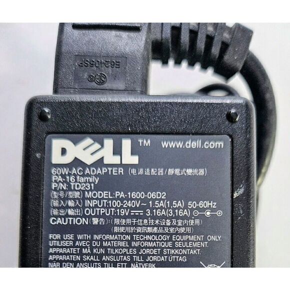 Authentic Dell PA-1600-06D2 Laptop Power Adapter Charger & Power Cord PA-16 - Picture 7 of 7
